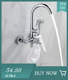 Stainless Steel Wall Mounted Kitchen Faucet Wall Kitchen Mixers Kitchen Sink Tap 360 Degree Swivel Flexible Hose Double Holes