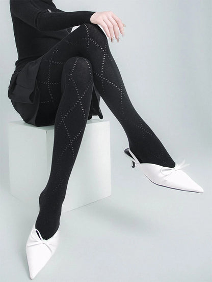 Talenza Autumn Winter Leggings Women's Solid High Waist Slim Sexy Warm Pantyhose Super Elastic Y2k Hollow Tights Women's Socks