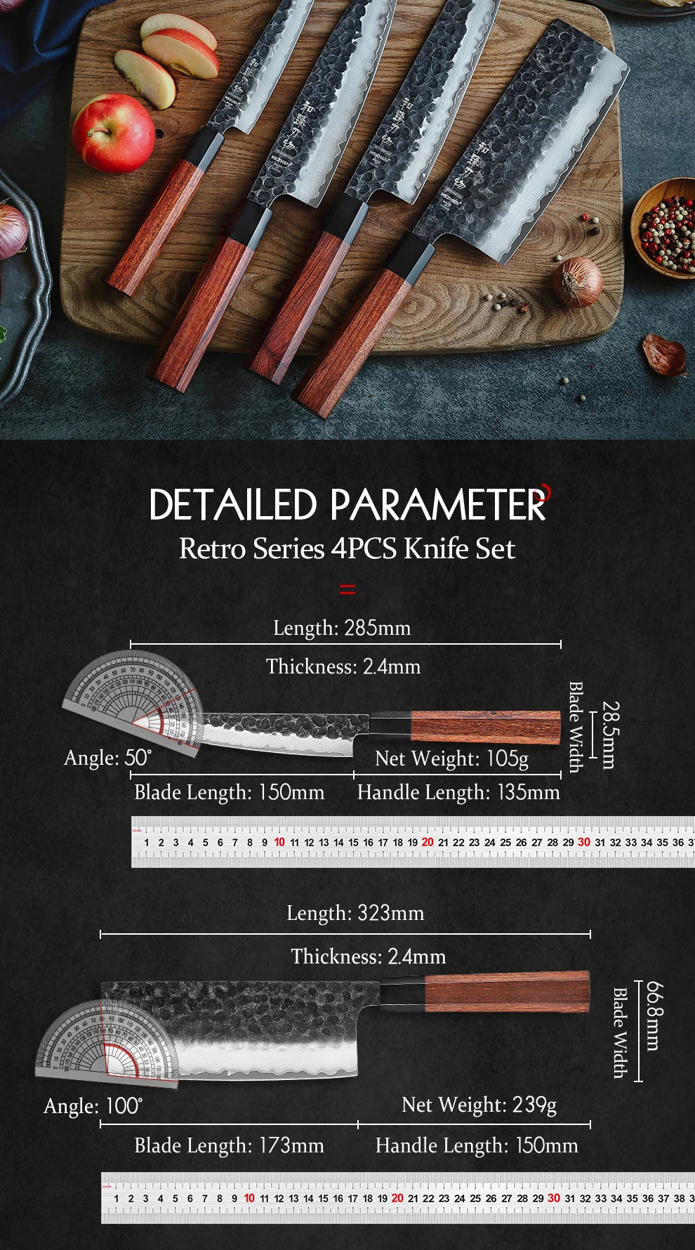 HEZHEN 1PC-5PC Kitchen Knife Set Chef Utility Stainless Steel 3 Layers Composite Steel Santoku Nakiri Kitchen Accessories