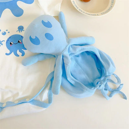 Lustige Oktopus Sommer Baby kleidung koreanische neue Jungen Mädchen einteiligen Stram pler schönen Bodysuit Säugling Baumwolle kurzen Overall.