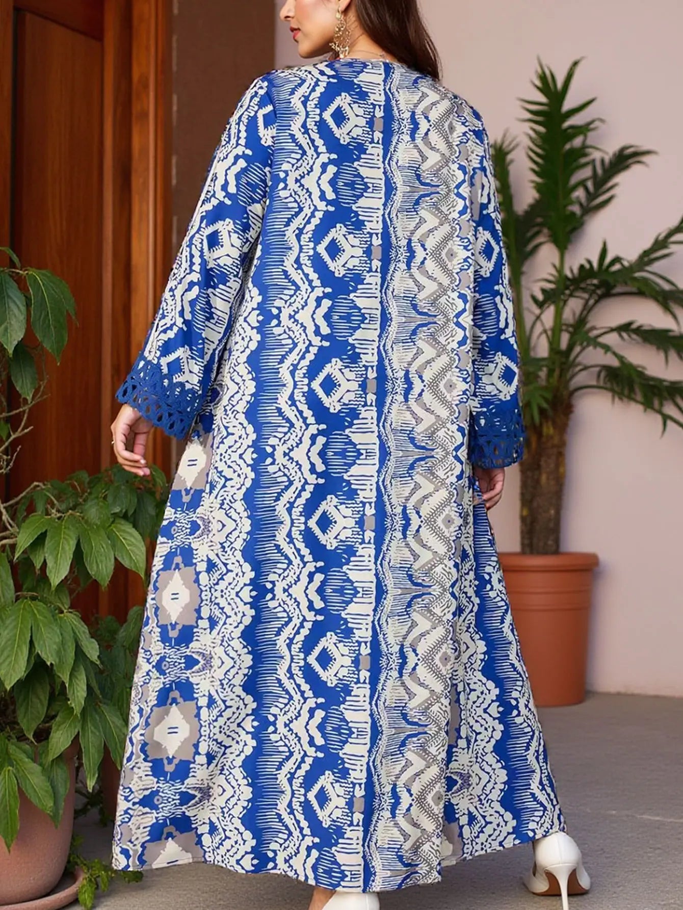 New Middle East Arabian Robe Muslim Dress Lace Splicing Loose Maxi Dress Long Abaya Robe.