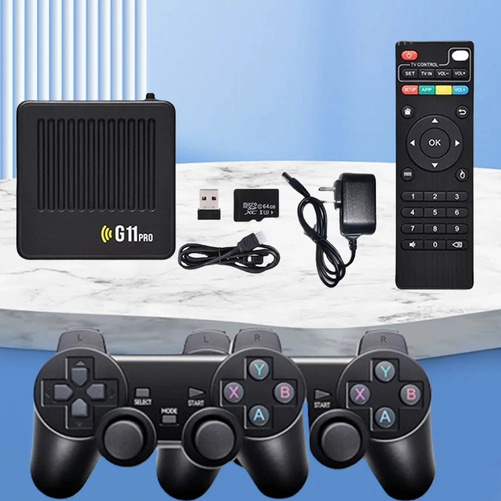 G11 Pro Retro Game Box 10000+ Built-in Classic Games HD Video Console Support Wireless Controllers for Retro Gaming Enthusiasts.
