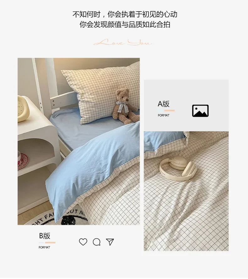 Home Quality Bedding Set Soft Cotton Duvet Cover Pillowcase Flat Sheet 3pcs Set Home Textiles Bedding Adjustable 0.9-1.2m Bed 이불.