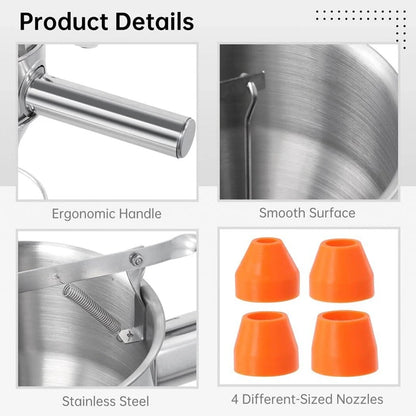 1200/600ml Stainless Steel Funnel Dispenser with Rack Cupcake Pancake Batter Maker Octopus Fish Ball Home Kitchen Baking Tools.