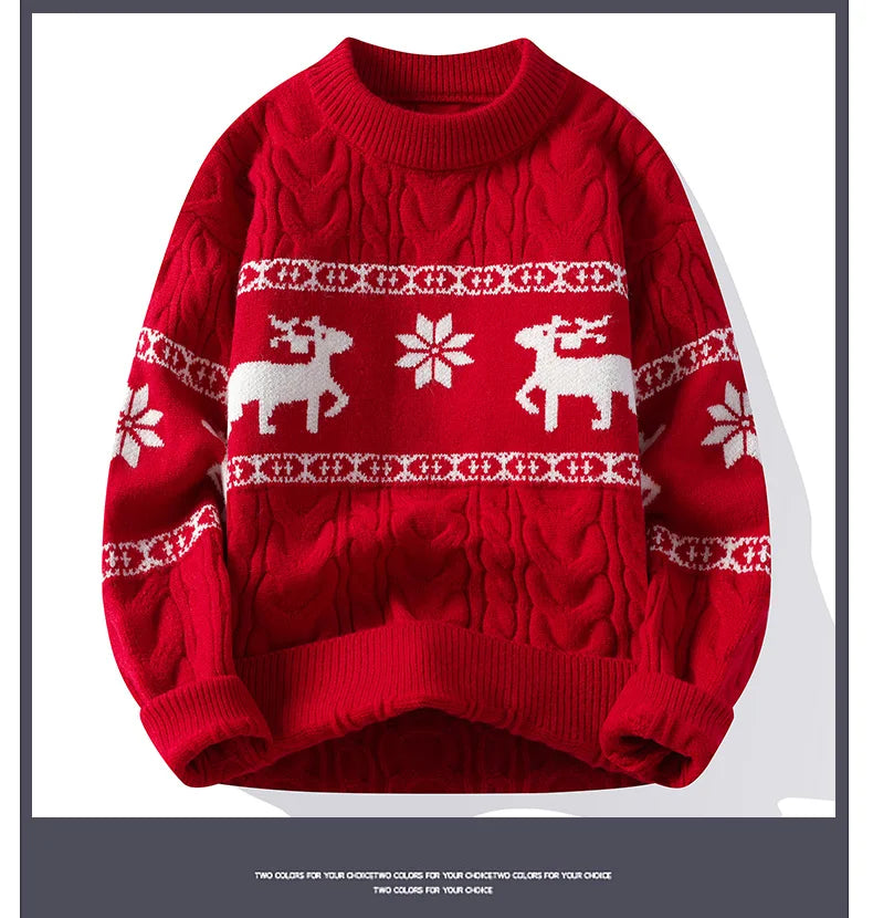 2024 Winter sweater new High End Luxury Cashmere Sweater Men Thick Warm Mens Sweaters With Deer Korean Harajuku Christmas Jumper.