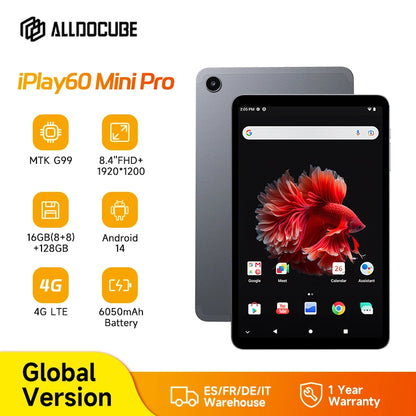 ALLDOCUBE iPlay60 Mini Pro Tablet 8.4" Display Helio G99 16GB(8GB+8GB Virtual)RAM 128/256GB ROM 4G LTE 6050mAh Android 14.
