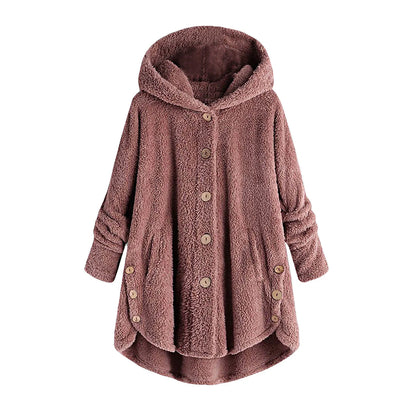 Herbst Wintermantel Frauen warme Teddybär Mantel Woll jacke weibliche Plüsch mantel Kapuzen jacke neue Damen mäntel einfarbige Jacke.