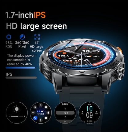 LIGE 2025 New For HUAWEI Xiaomi 1000mah AMOLED Smart Watch Men Sports Fitness LED Flashlight 3ATM Waterproof BT Call Smartwatch.