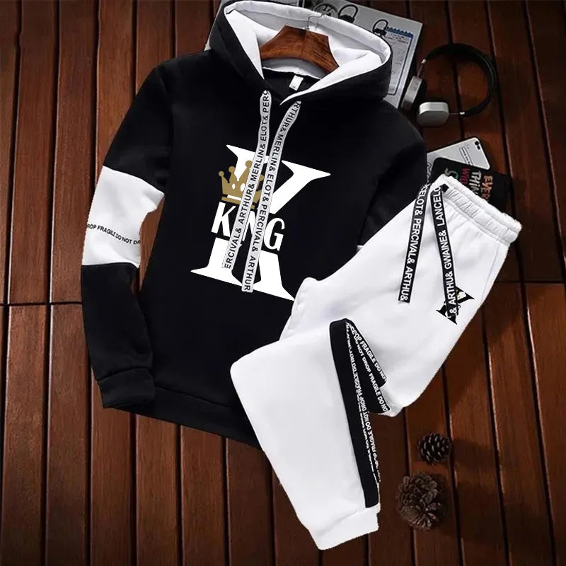 Outdoor Quality Autumn Winter Simple Daily Men's Tracksuit Casual Sports Hooded Single Sweatshirts And Sweatpant Comfort Jogging.