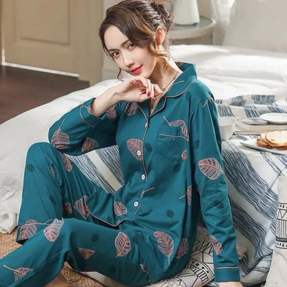 Feminino Warm Sleepwear White PJ 2025 Fashion Pure Cotton Pyjama Femme 100% Cotton Pajama For Women Winter Soild Pink Pijamas.