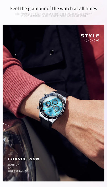 OLEVS Top Luxury Elegant Watch for Women Waterproof Luminous Ladies Watch Light Blue Silicone Strap Quartz Women's Watches Reloj.