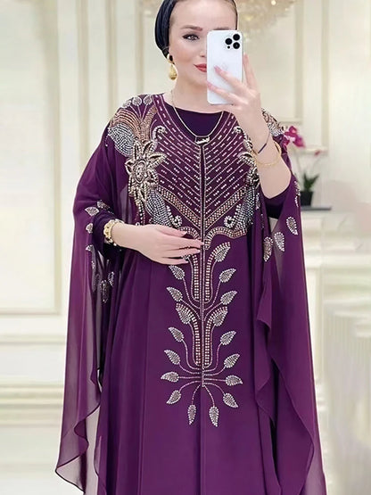 Chiffon Boubou Muslim Fashion Abaya 2-teiliges Set Dubai Türkei Maxikleid Musulman Ensembles Kaftan Marocain Islamische Kleidung.