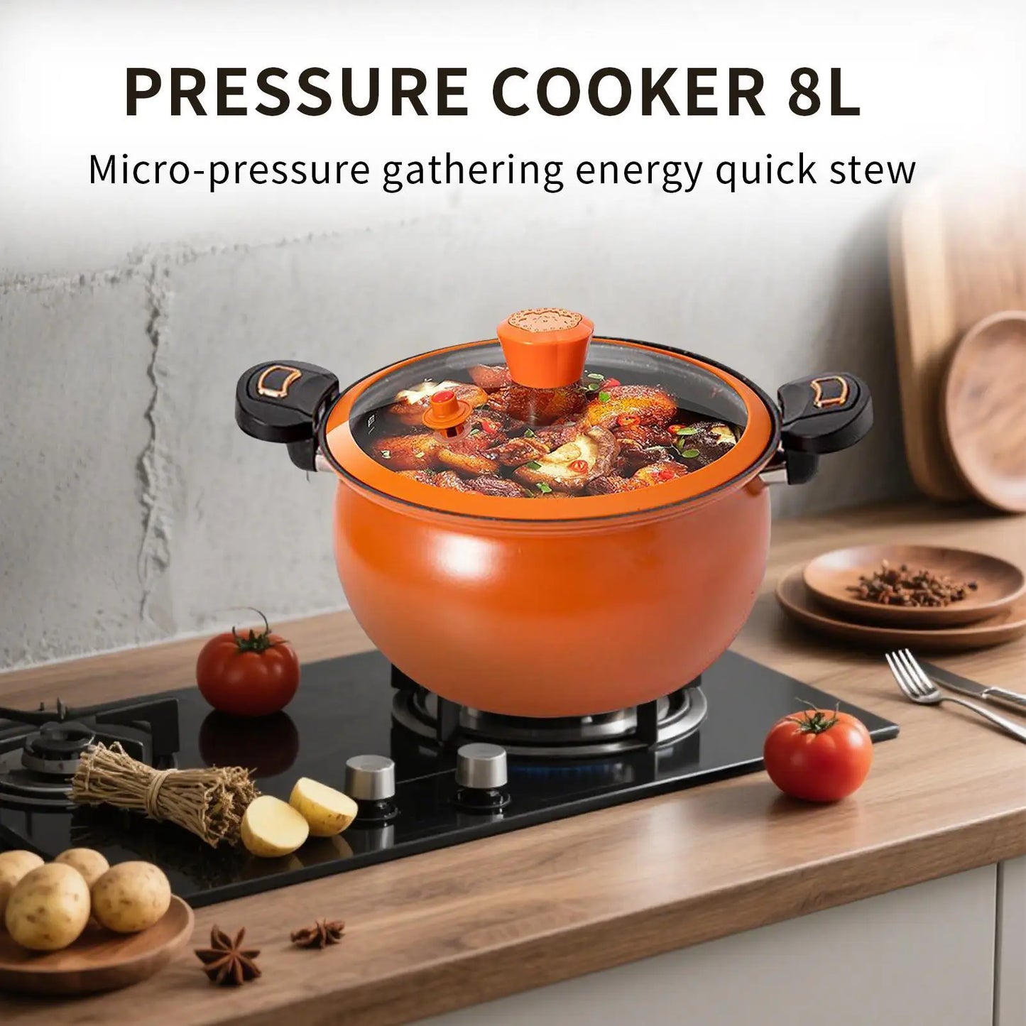 Pressure Pot Fast Cooking Cookware Non-Stick Pressure Cooker With Clear Lid For Boil Food Soup Stew Home Induction Stoves.