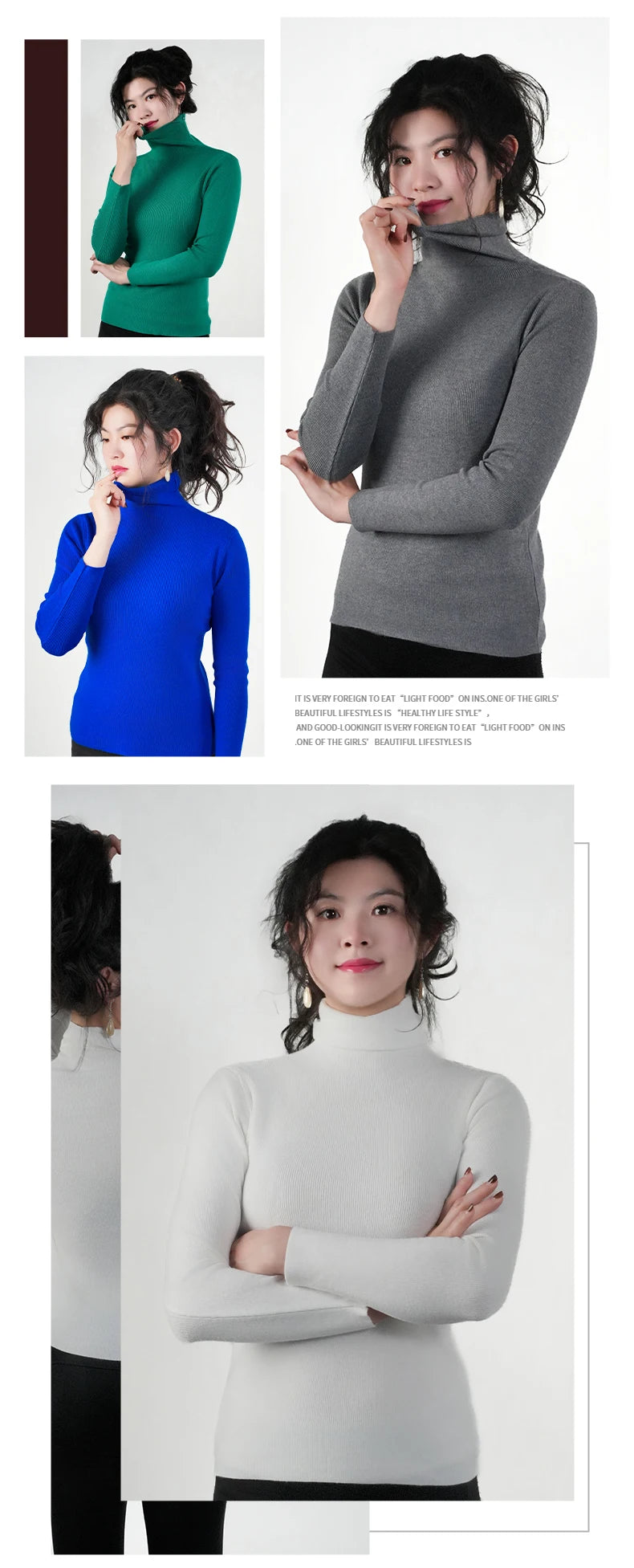 Frauen Pullover Winter Warm Hohe Kragen Strickwaren Langarm Schlank Jumper Frau Thermische Tops Kleidung Pullover Rollkragen Pullover.