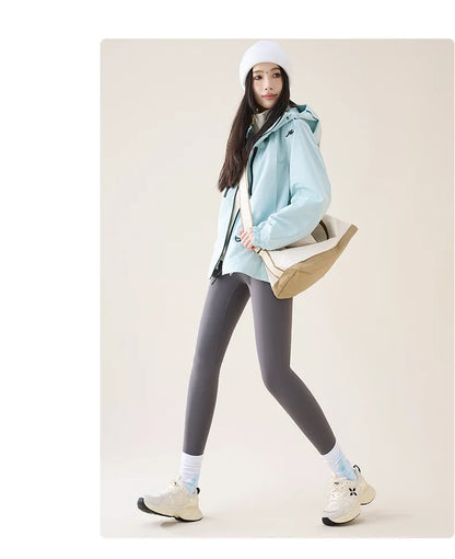 BIVIGAOS Autumn Winter High Waist Fleece Sharkskin Leggings Women Seamless Slim Tight-Fit Velvet Thickened Elastic Warm leggings