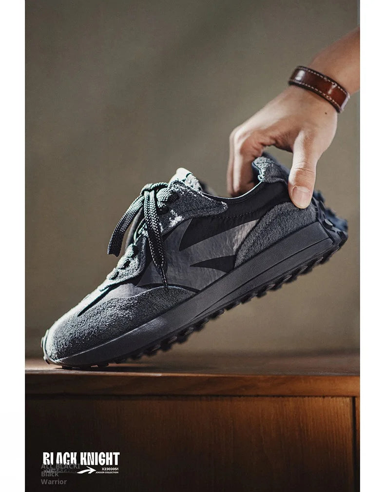 Maden Frühling Vintage Dickbesohlte Patchwork Schwarze Sneakers Lässige atmungsaktive Joggingschuhe Low-Top-Schnürschuhe Sportliche Sommerschuhe.