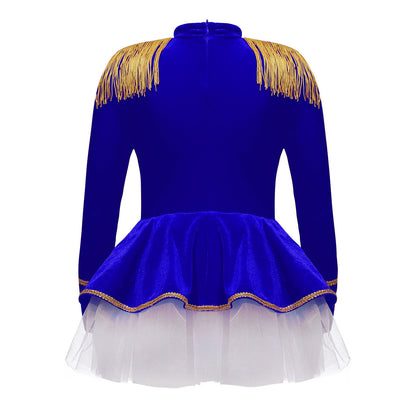 Kinder Mädchen Halloween Weihnachten Karneval Zirkus Zirkusdirektor Cosplay Performance Kostüm Langarm Mesh Trikot Tutu Kleid