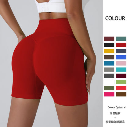 Summer High-Waist Women's Yoga Shorts Breathable Fitness Shorts Butt Lift Sports Running Cycling Push-Up Workout Gym Shorts.