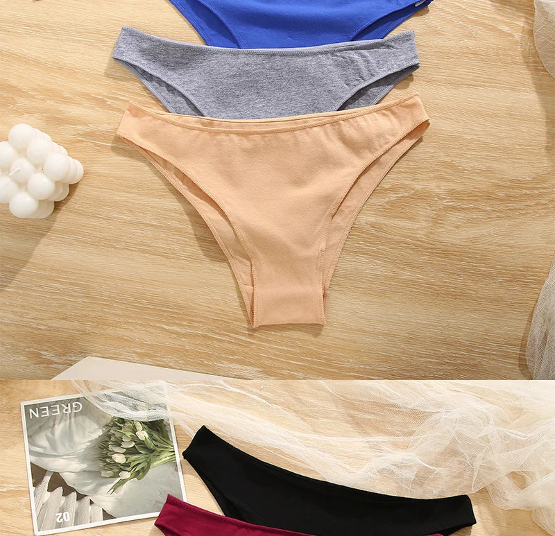 FINETOO 5PCS/Set M-XXL Panties Women Cotton Lingerie Woman Underwear Sexy Femme Underwear Girls Underpant Panty 7 Solid Colors.