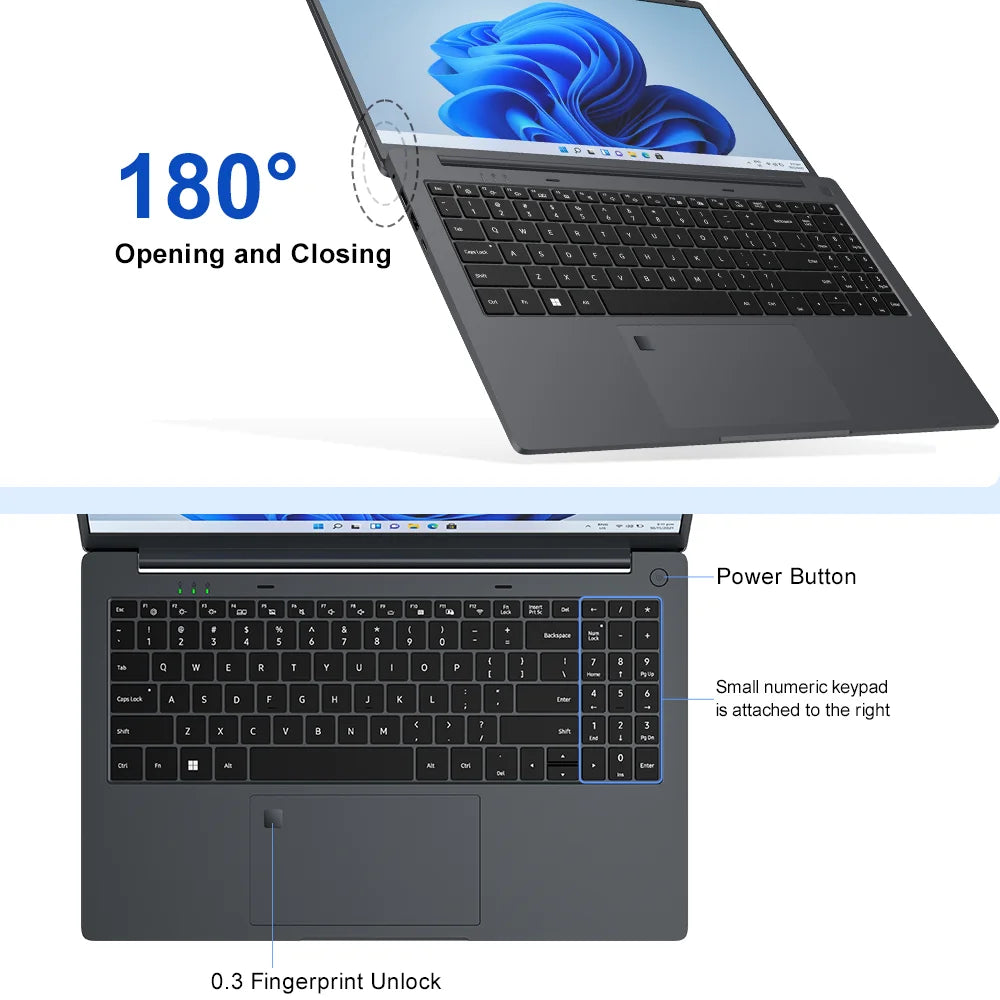Ninkear A15 Air 2025 Laptop 15.6 Inch FHD IPS Screen AMD Ryzen™ 5 3500U 16GB DDR4 3200 MHz+512GB NVME SSD 180° Opening and Closing WiFi 5 BT 4.2 0.3s Fingerprint Unlock Tested ＆ Proven High Quality PC Notebook  Power You.