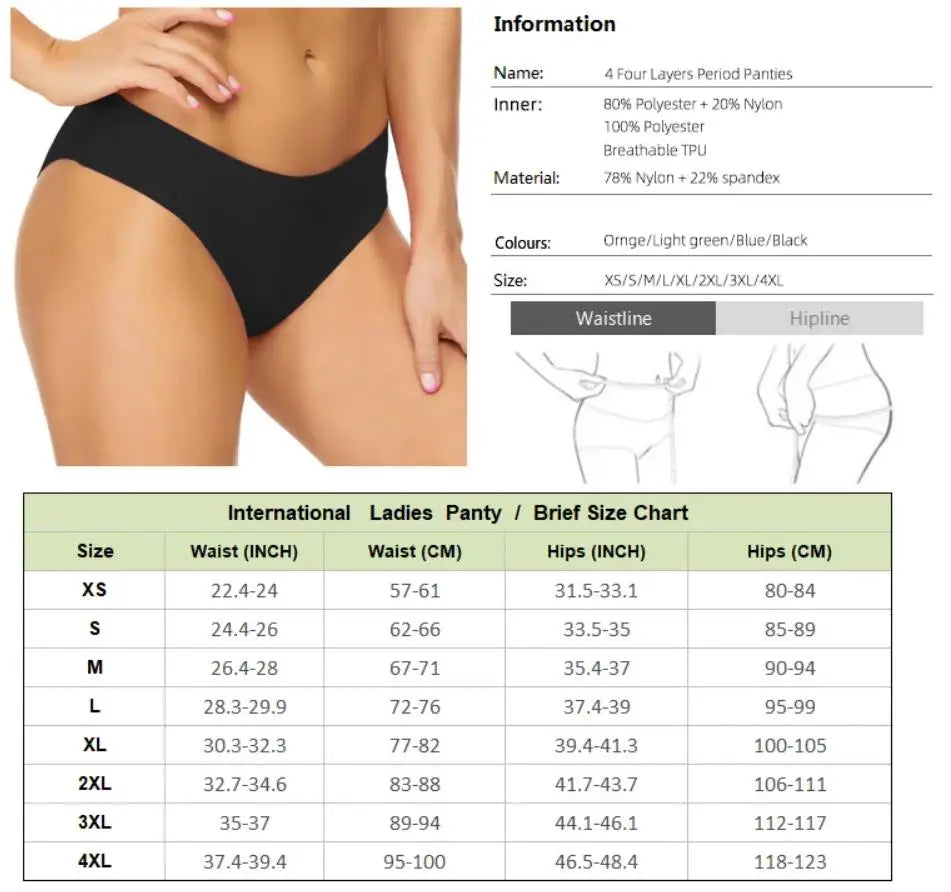 Seamless Swimwear Menstrual Panties 4-Layer Leakproof women's grooming pants Bikini Fast Absorption Summer Beachwear Period Swim.