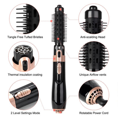 Hot Selling Professional 4-In-1 Hot Air Brush Portable High-Power Curly Hair Hot Air Comb Salon Women'S Styling Tool.
