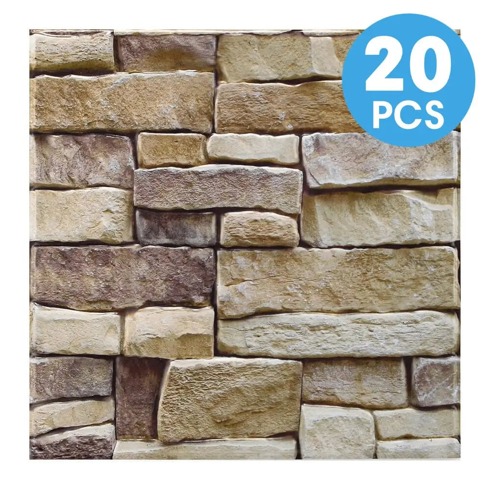 10/20 Pcs, 3D Faux Stone Peel and Stick Wall Panels, PVC Waterproof Wall Stickers ,Kitchen, Bathroom Wall Decoration, Backsplash