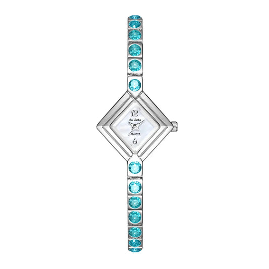 Luxury Women's Watch Square Dial Blue Rhinestones Bracelet Waterproof Fashion Elegant Wristwatch for Women Daily Wear Gifts.