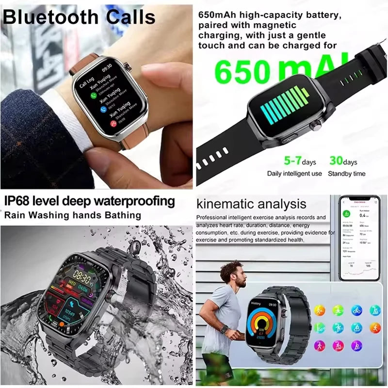 2025 New For Huawei Three highs Blood Pressure Smartwatch ECG Uric Acid Heart Rate Clock Body Analysis Health Monitoring Watches.