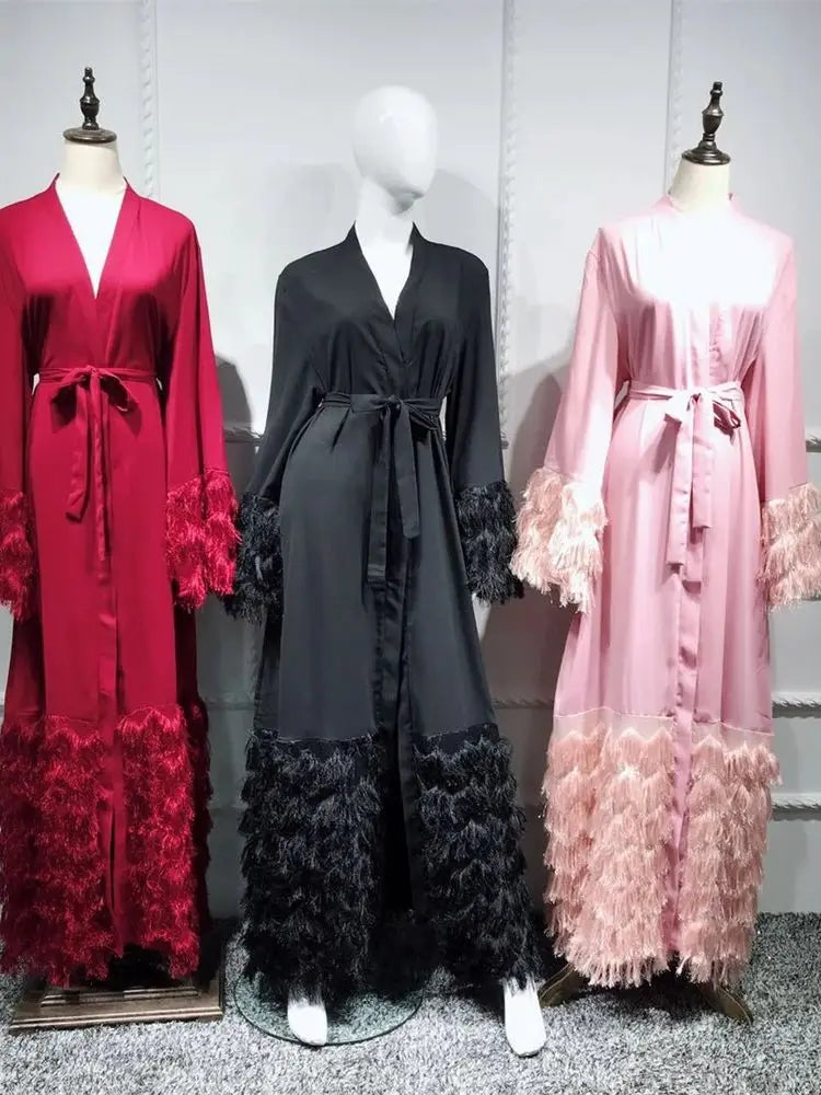 Ramadan Eid Pink Khimar Kimono Abaya Damen Dubai Luxury Islam Muslim Women Kebaya Kaftan Robe Musulmane Caftan Marocain Femme.