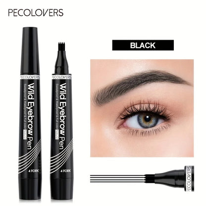 6 Colors 1pc Eyebrow Pen Waterproof 4 Split Tip Eyebrows Pen Eyebrow Tattoo Pen Waterproof Liquid Black Eyebrow Makeup Pencil.