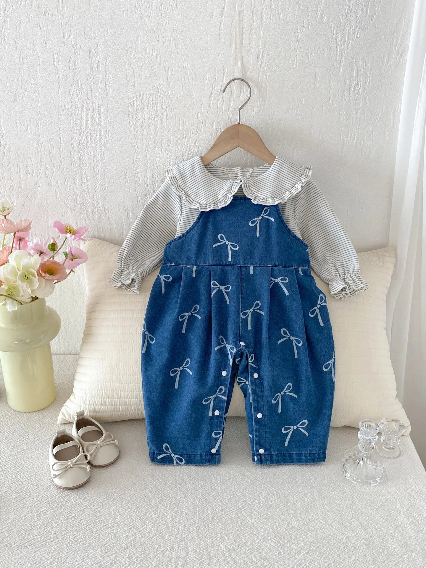 Baby Kleidung Herbst Neue Set, Kinder Koreanische Denim Overalls Zwei-stück Set, Ein Jahr Altes Baby Herbst Outfit.