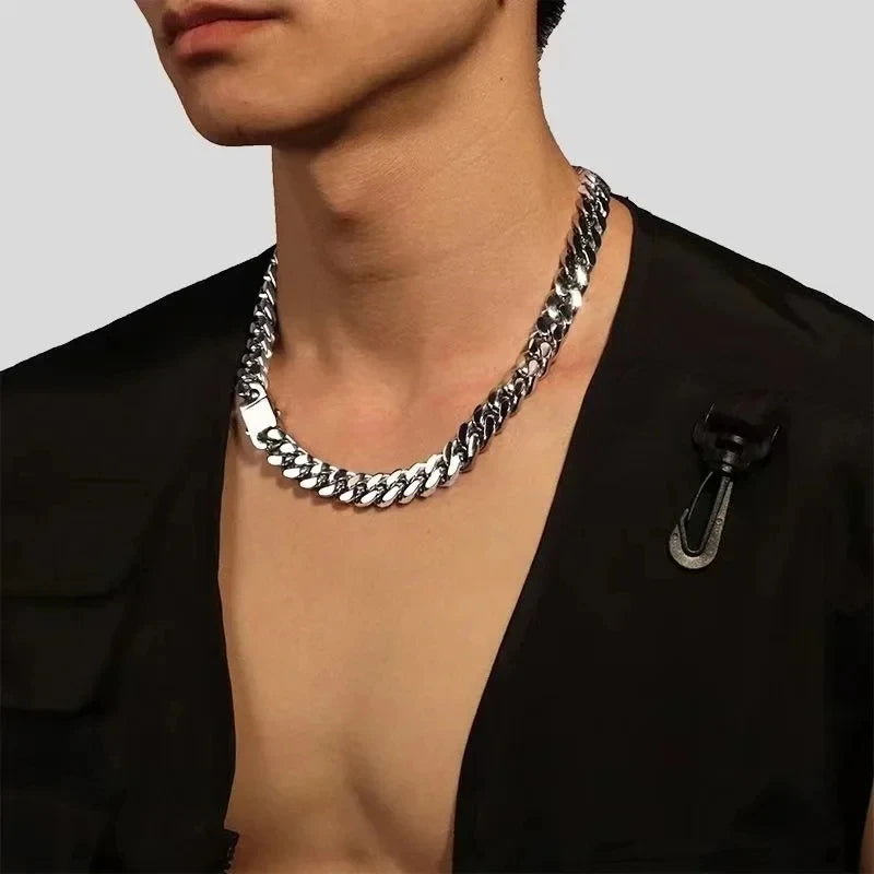 316 Stainless Steel Plated 18k Gold Fashion Crypto Cuban Chain Miami Rap Hip Hop Men's Bracelet Accessory.