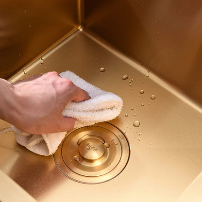 Goldene Küchenspüle über der Theke, Doppelschüssel, Goldkorb, Abtropffläche, Seifenspender, Waschbecken, Spülbecken aus Edelstahl 304, Spülbecken