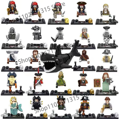 Movies Pirates Of The Caribbean Jack Sparrow Classic Movie Figures Head accessories Building Blocks Toys For Children.