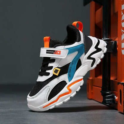 Kid Sneakers Sport Shoes for Boys Fashion Leather Children Breathable Mesh Comfort Shoes Casual Walking Outdoor Running Shoes.