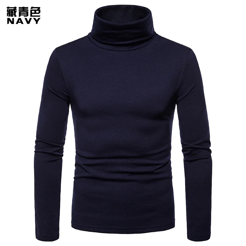Turtleneck Pullovers Sweaters Men 2020 Autumn Winter Solid Color Long Sleeve Knitting Sweater Thickening Men's Bottoming Shirt