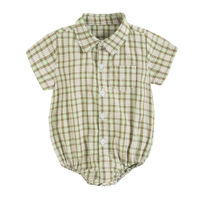 Sanlutoz Baumwolle Baby Jungen Bodys Mode Neugeborenen Kleidung für Baby Jungen Kurzarm Sommer Baby Kleidung Plaid