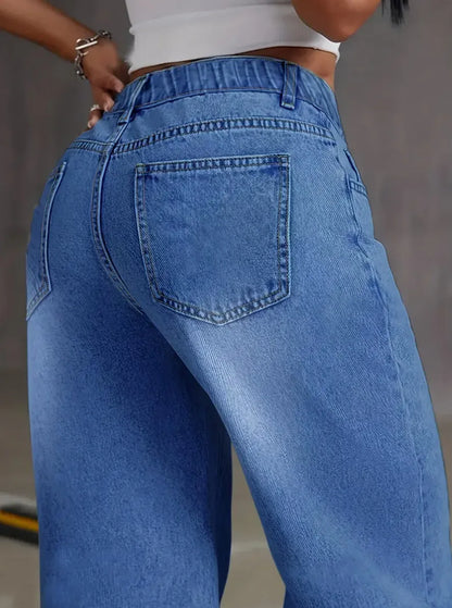 Denim Pant Women Mom Jeans Wide Leg Long Pants High Waist Straight Trousers Y2k Streetwear Elegant Splice Club Punk Casual.