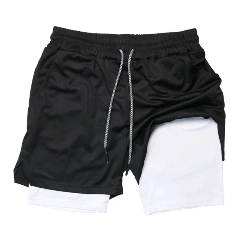 NEW Men's Multiple pockets Fitness Shorts Casual Sports Loose Breathable double-decker Shorts men Mesh Camouflage Running Shorts