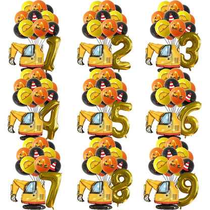 Technische Fahrzeuge Luftballons Bau Party Dekorationen Bagger Ballon Geburtstag Baby Dusche Party Ballon Dekor Liefert.