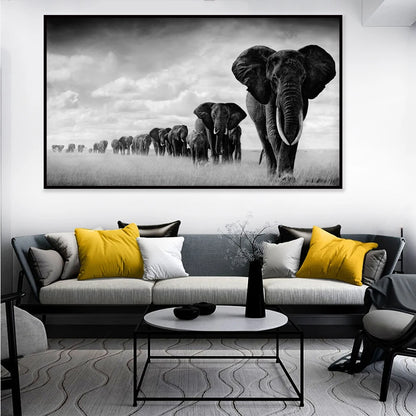 Walking Elephant Home Decoration Canvas Painting Modern Light Luxury Living Room Wall Art Posters High End Picture Print Artwork.