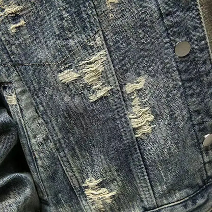 Spring Autumn New American Denim Coats Set Classic  retro Cowboy Jeans Trendy Two-Piece Sets Versatile Outerwear Casual Jacket.