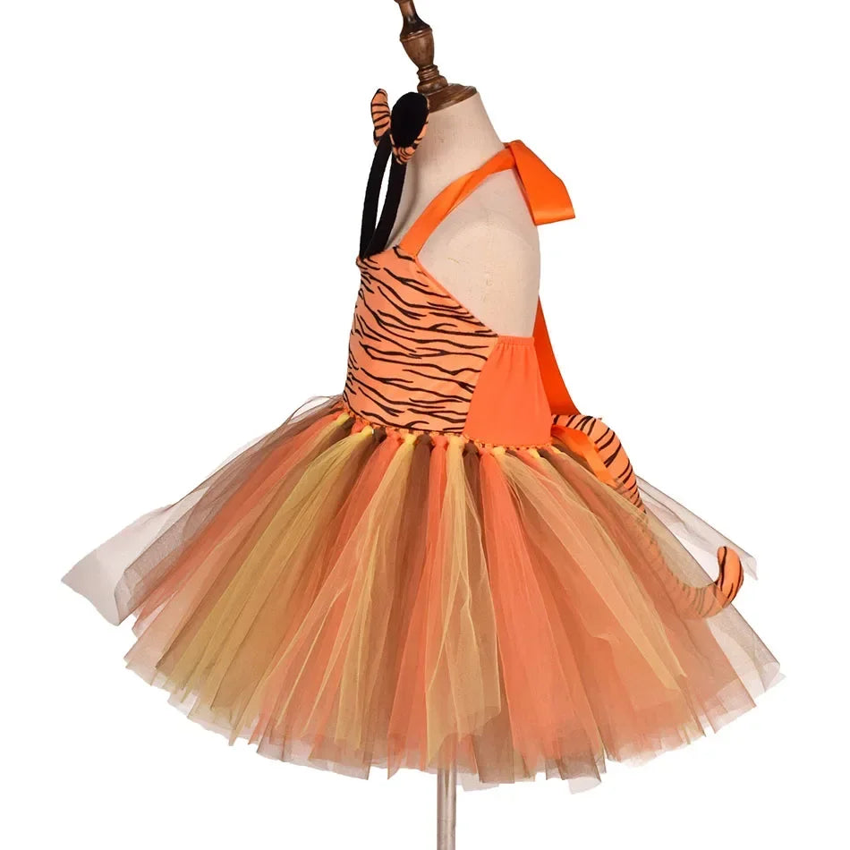 Halloween Tier Cosplay Kostüm für Kinder Wald Thema Kühe Tiger Giraffe Leopard Zebra Tutu Kleider Performance Tanz Sets