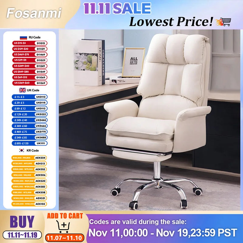 Boss Computerstuhl, Heimbüro, Computersofa, hohe Rückenlehne, PU-Leder, ergonomischer drehbarer Sitz für Zuhause, Arbeitszimmer, Rückenlehne