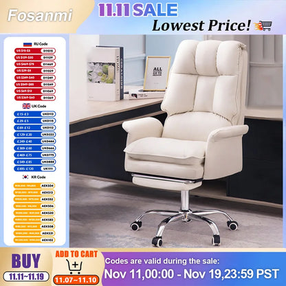 Boss Computerstuhl, Heimbüro, Computersofa, hohe Rückenlehne, PU-Leder, ergonomischer drehbarer Sitz für Zuhause, Arbeitszimmer, Rückenlehne