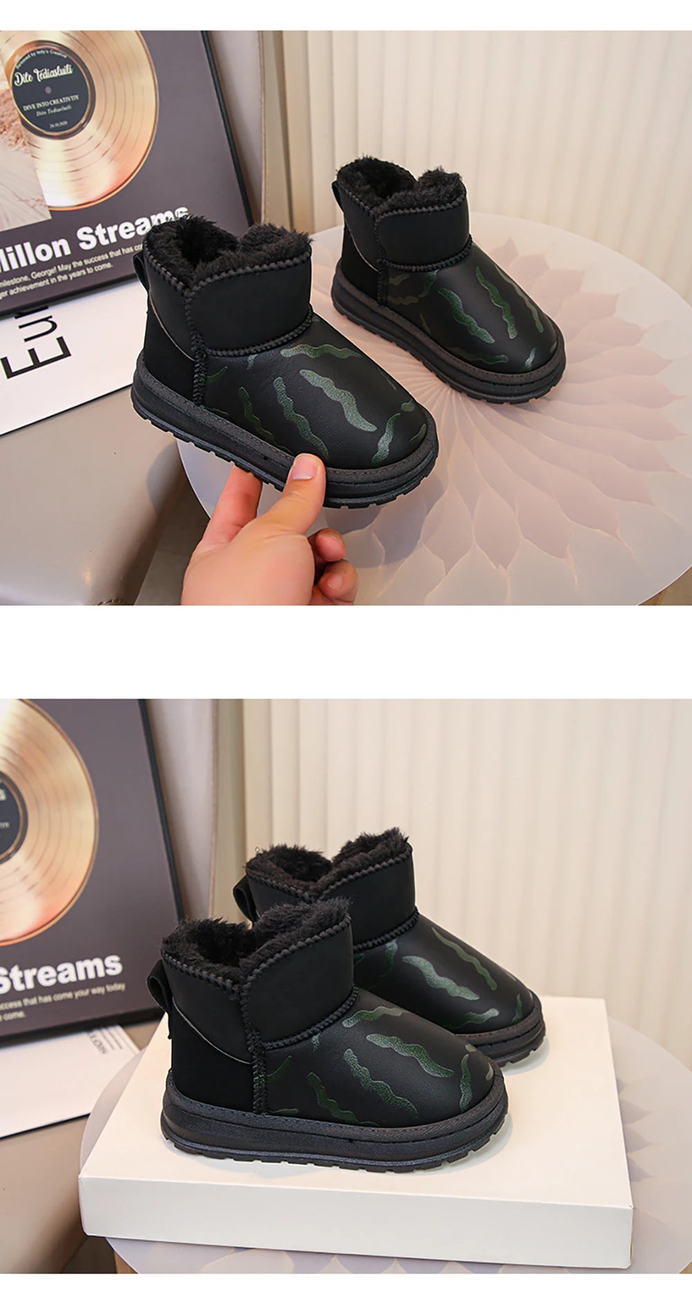 Winter Plush Boots For Children Thick Warm Faux Fur Snow Boots Soft-soled Anti-slippery Boy's Girl's Warm Boots Winter Shoes Kid.