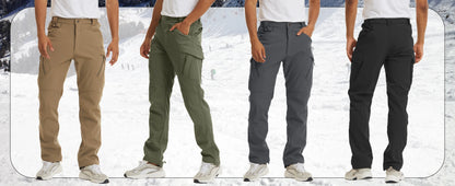 TACVASEN IX9 Winter Softshell Thermal Hiking Pants Work Pants Mens Fleece Cargo Pants Waterproof Warm Outdoor Male Trousers.