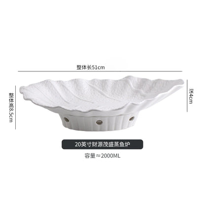 Large Irregular Fish Plate Household Cauldron Bowl Heating and Insulation Plate Ceramic Hotel Tableware Soup Plate.