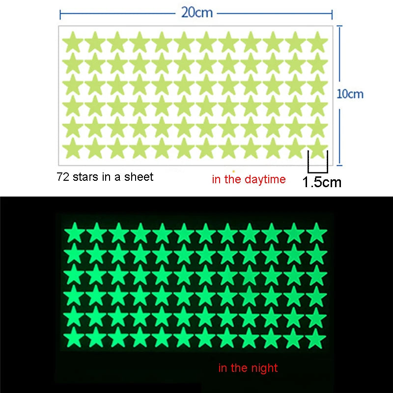 Glow Stickers Luminous In Darkness Fluorescent Star Wall Art 3D Home Decals For Kids Room Ceiling Switch Decoration.